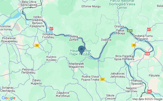 Kaart met locatie Nationaal Park Djerdap